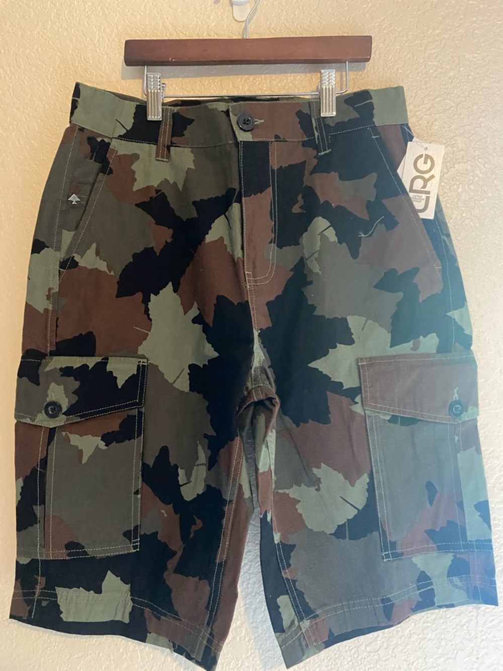 LRG Men's Camo Cargo Shorts in Green, Brown, Black